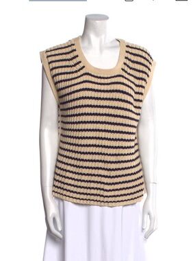 Calypso St. Barth Cream & Navy Striped Knit Shell